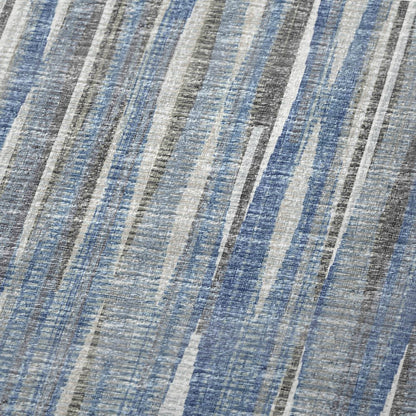 50" X 70" Blue And Beige Striped Microfiber Plush Throw Blanket