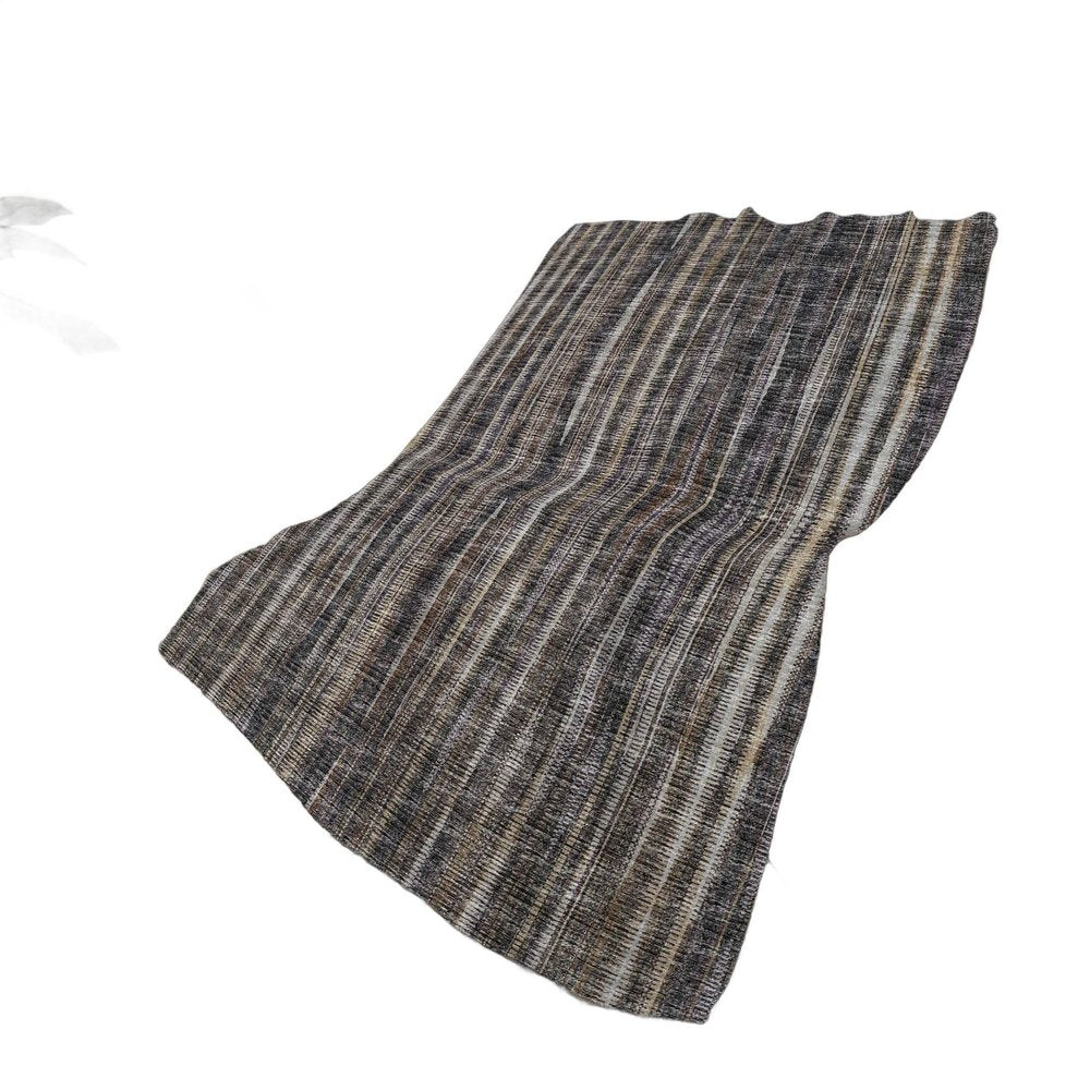 50" X 70" Brown And Beige Striped Polyester Woven Plush Throw Blanket
