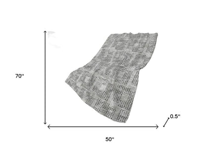 50" X 70" Gray And Silver Geometric Polyester Woven Plush Throw Blanket