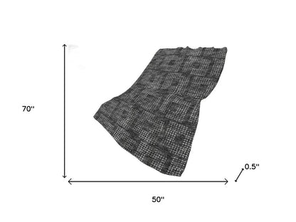50" X 70" Black And Silver Geometric Polyester Woven Plush Throw Blanket
