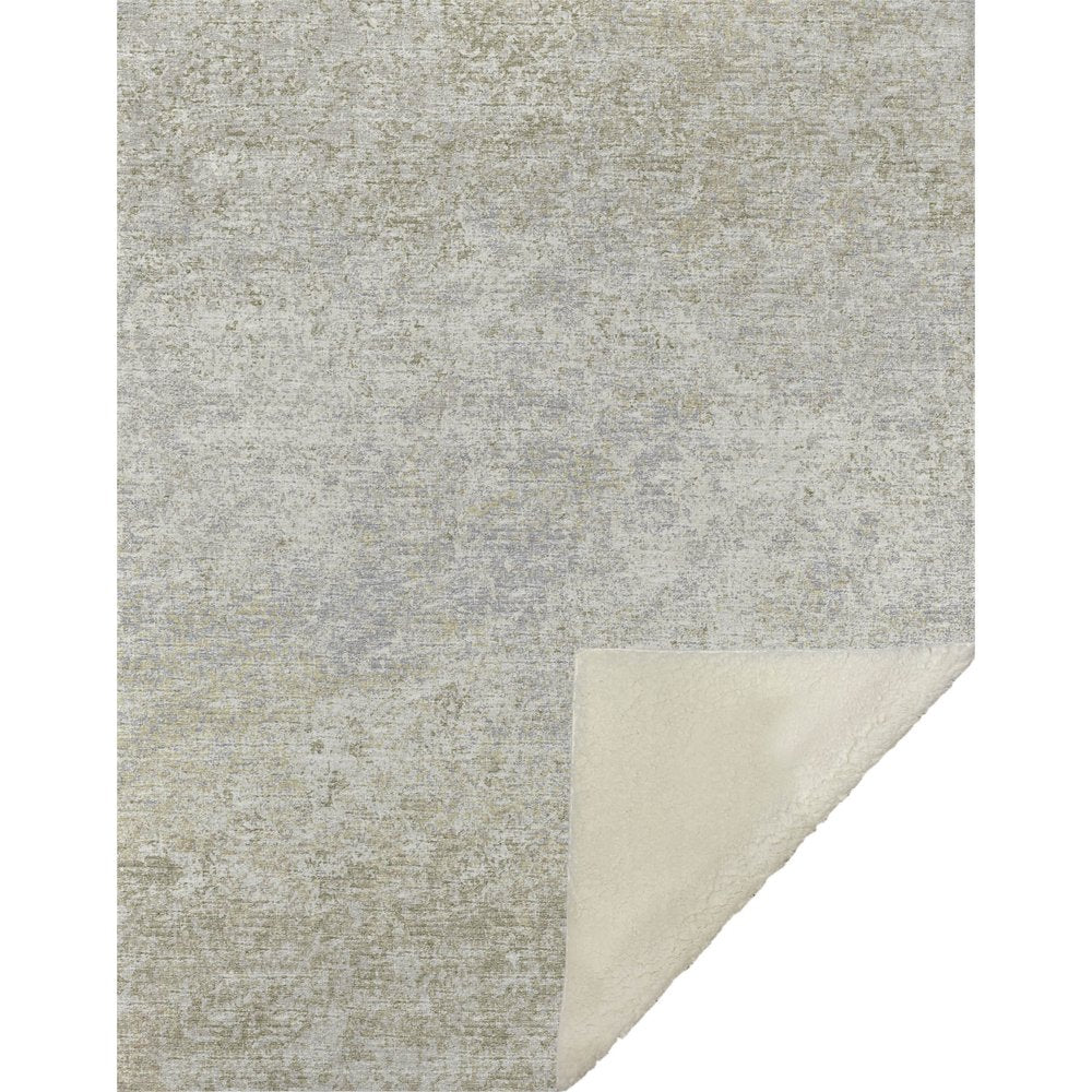 50" X 70" Beige And Gold Abstract Microfiber Plush Throw Blanket
