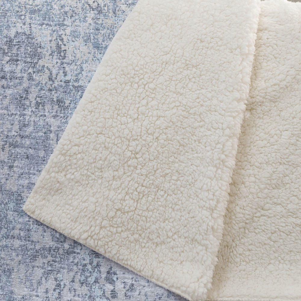 50" X 70" Blue And Beige Abstract Microfiber Plush Throw Blanket