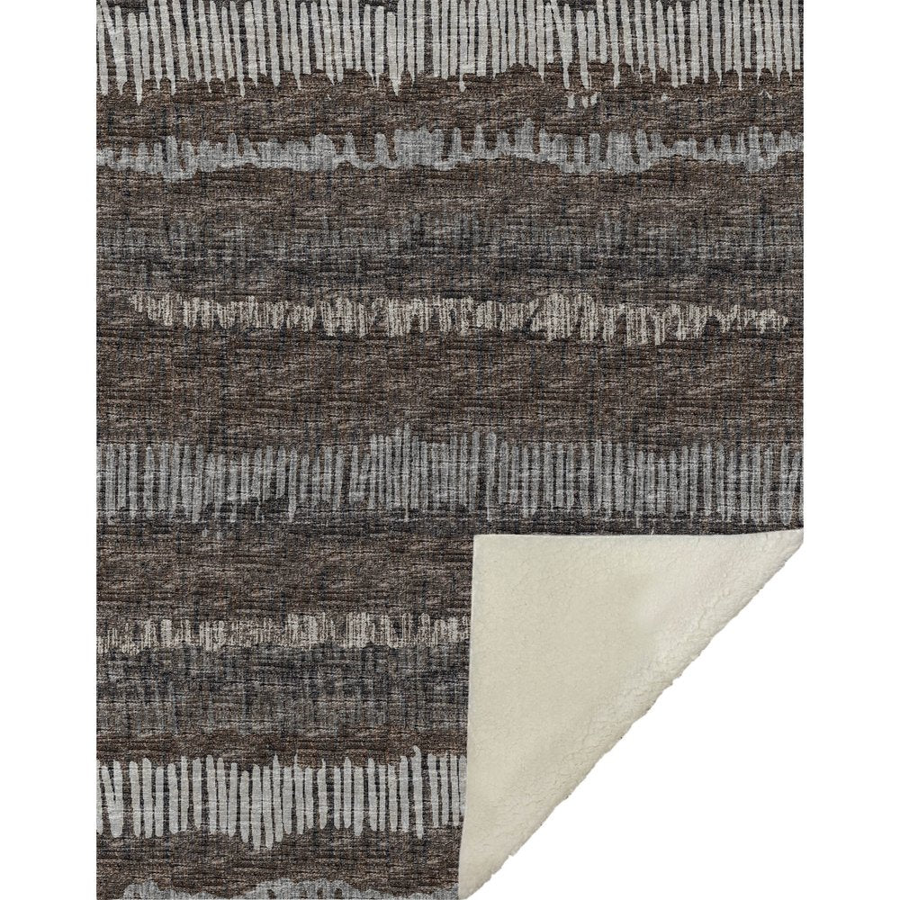 50" X 70" Brown And Beige Abstract Microfiber Plush Throw Blanket