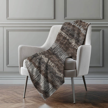 50" X 70" Brown And Beige Abstract Microfiber Plush Throw Blanket