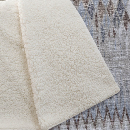 50" X 70" Blue And Gray Geometric Polyester Woven Plush Throw Blanket
