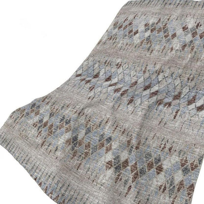 50" X 70" Blue And Gray Geometric Polyester Woven Plush Throw Blanket