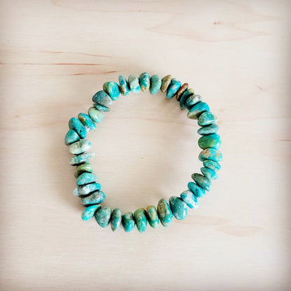 Chunky Genuine Natural Turquoise Beaded Bracelet 802b