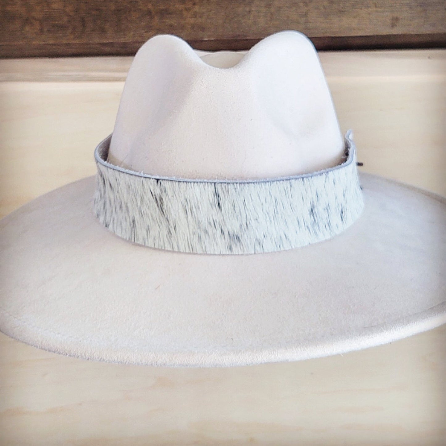 Wide Genuine Hair Hide White Spotted Hat Band Only 954d