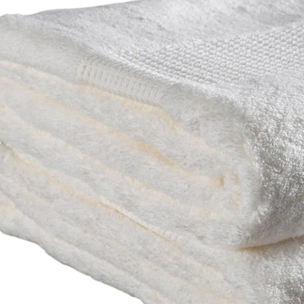 Set of Two Ivory Cotton 13" X 13" Quick Dry Terry Cloth Washcloths