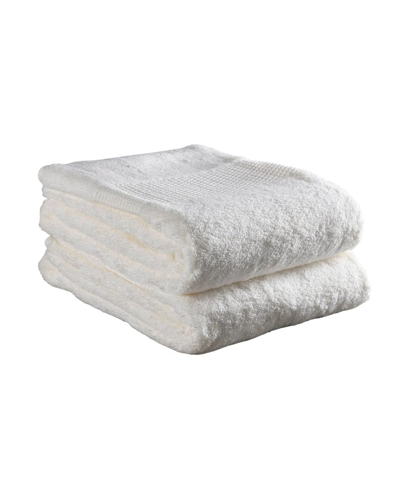 Set of Two Ivory Cotton 13" X 13" Quick Dry Terry Cloth Washcloths