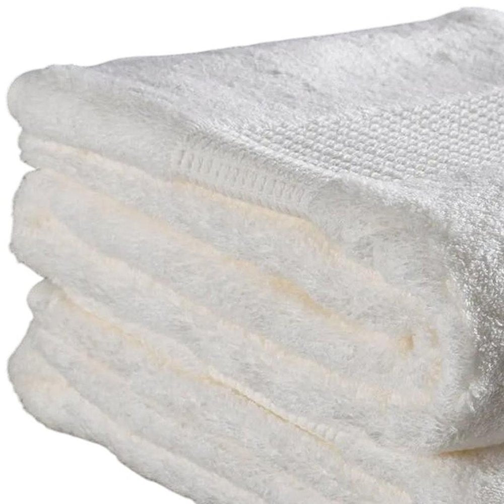 Set of Two Ivory Cotton 13" X 13" Quick Dry Terry Cloth Washcloths