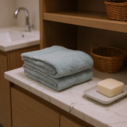Set of Two Sea Green Cotton 30" X 54" Quick Dry Terry Cloth Bath Towels