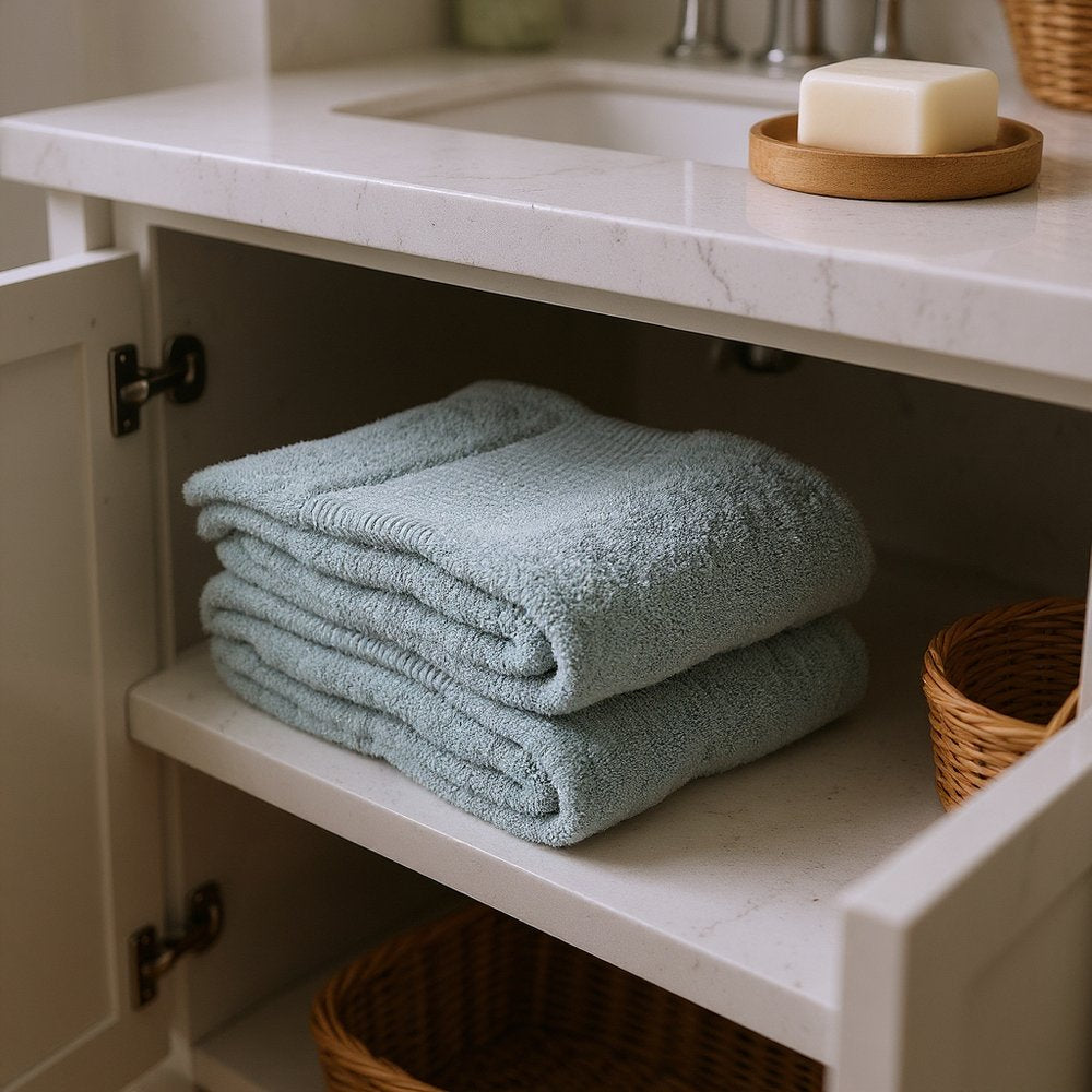 Set of Two Sea Green Cotton 30" X 54" Quick Dry Terry Cloth Bath Towels