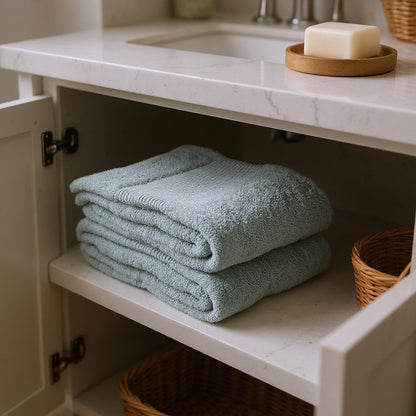 Set of Two Sea Green Cotton 30" X 54" Quick Dry Terry Cloth Bath Towels