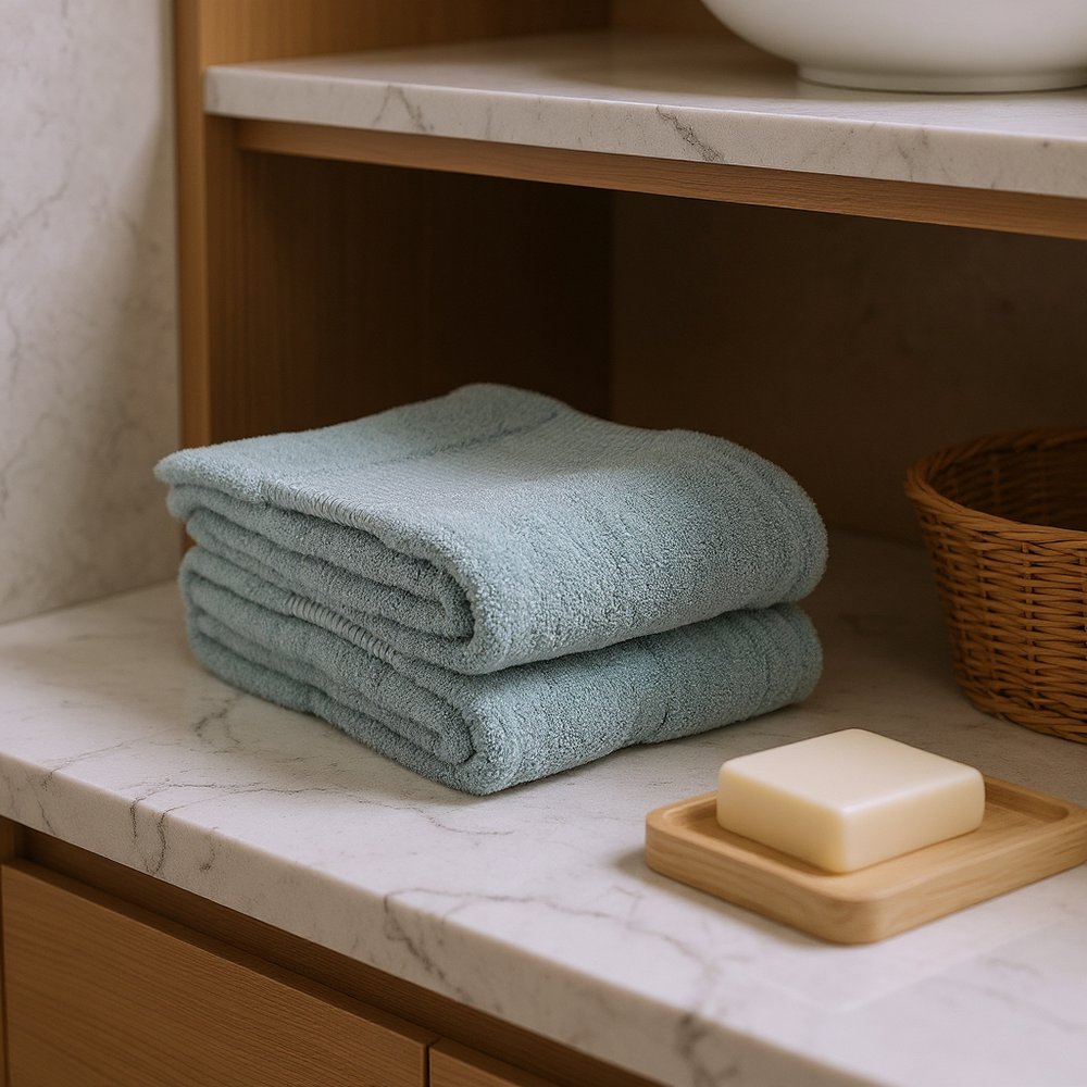 Set of Two Sea Green Cotton 30" X 54" Quick Dry Terry Cloth Bath Towels