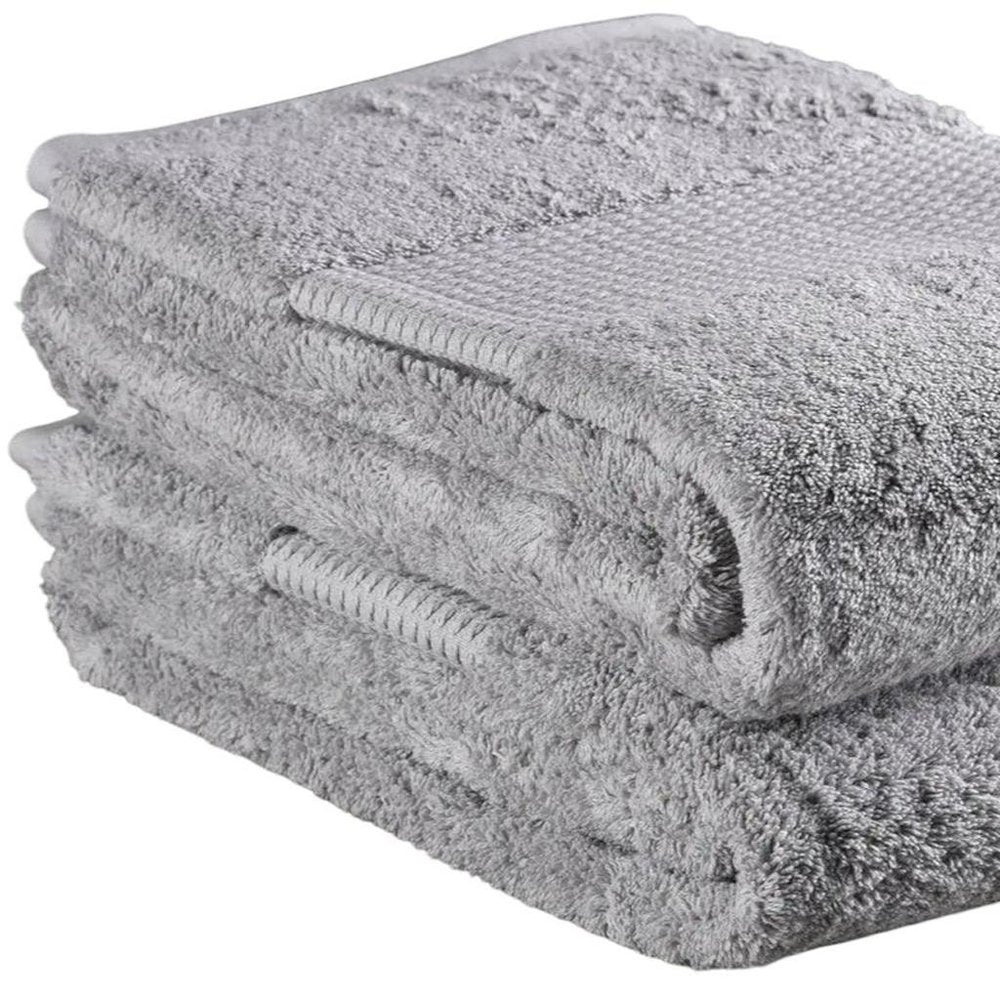 Set of Two Light Gray Cotton 13" X 13" Quick Dry Terry Cloth Washcloths