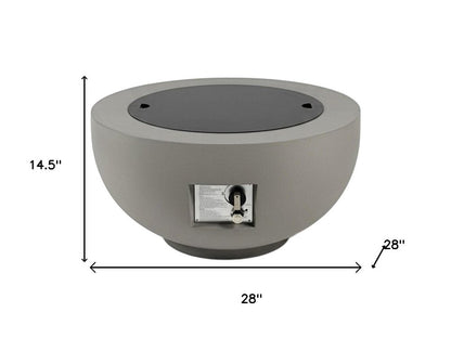 40000 BTU 28" Gray Magnesium Oxide Propane Round Fire Pit With Cover