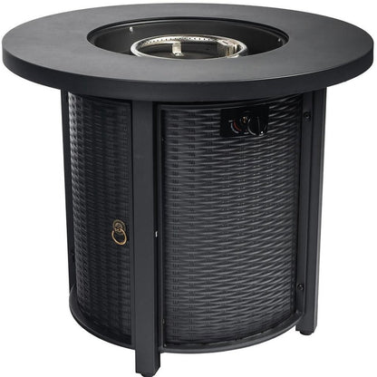50000 BTU 30" Black Steel Propane Round Fire Pit
