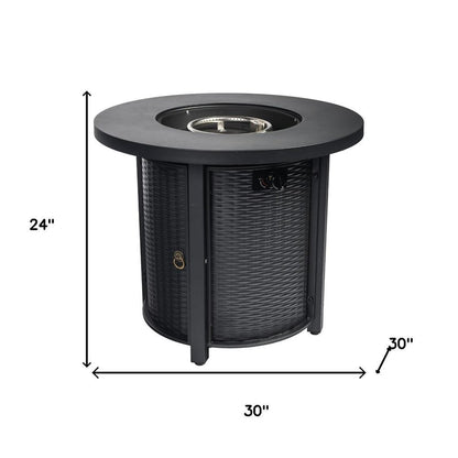 50000 BTU 30" Black Steel Propane Round Fire Pit