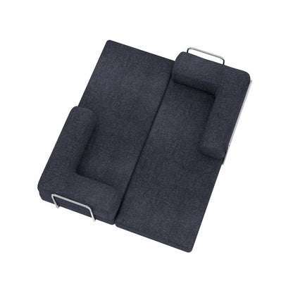 82" Blue Chenille Convertible Futon Sleeper Sofa