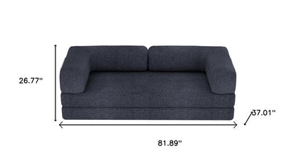 82" Blue Chenille Convertible Futon Sleeper Sofa