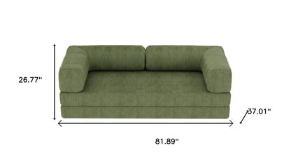 82" Green Corduroy Convertible Futon Sleeper Sofa