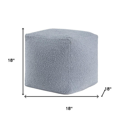 18" Blue Boucle Pouf Ottoman