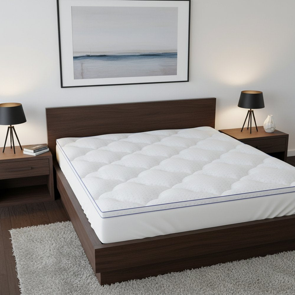 2" White Cotton Queen Mattress Topper
