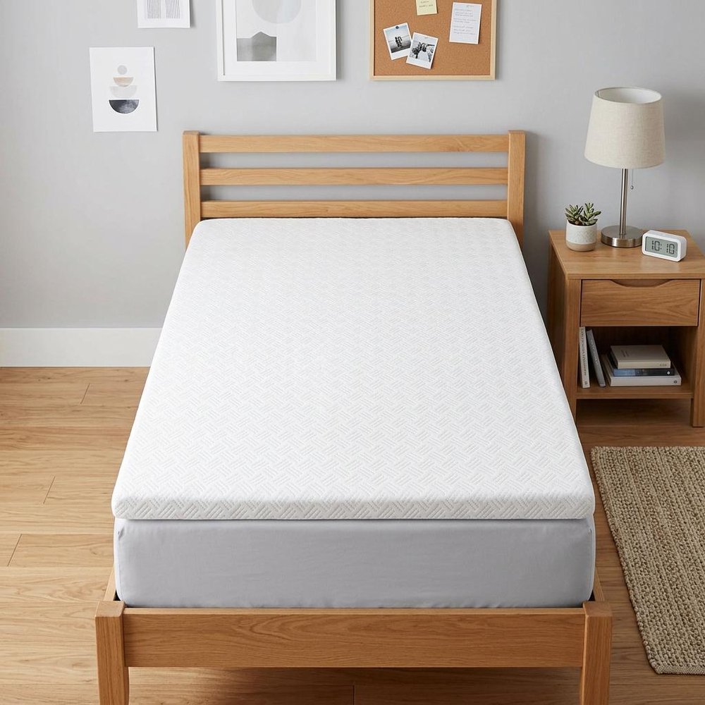 4" White Memory Foam Queen Mattress Topper