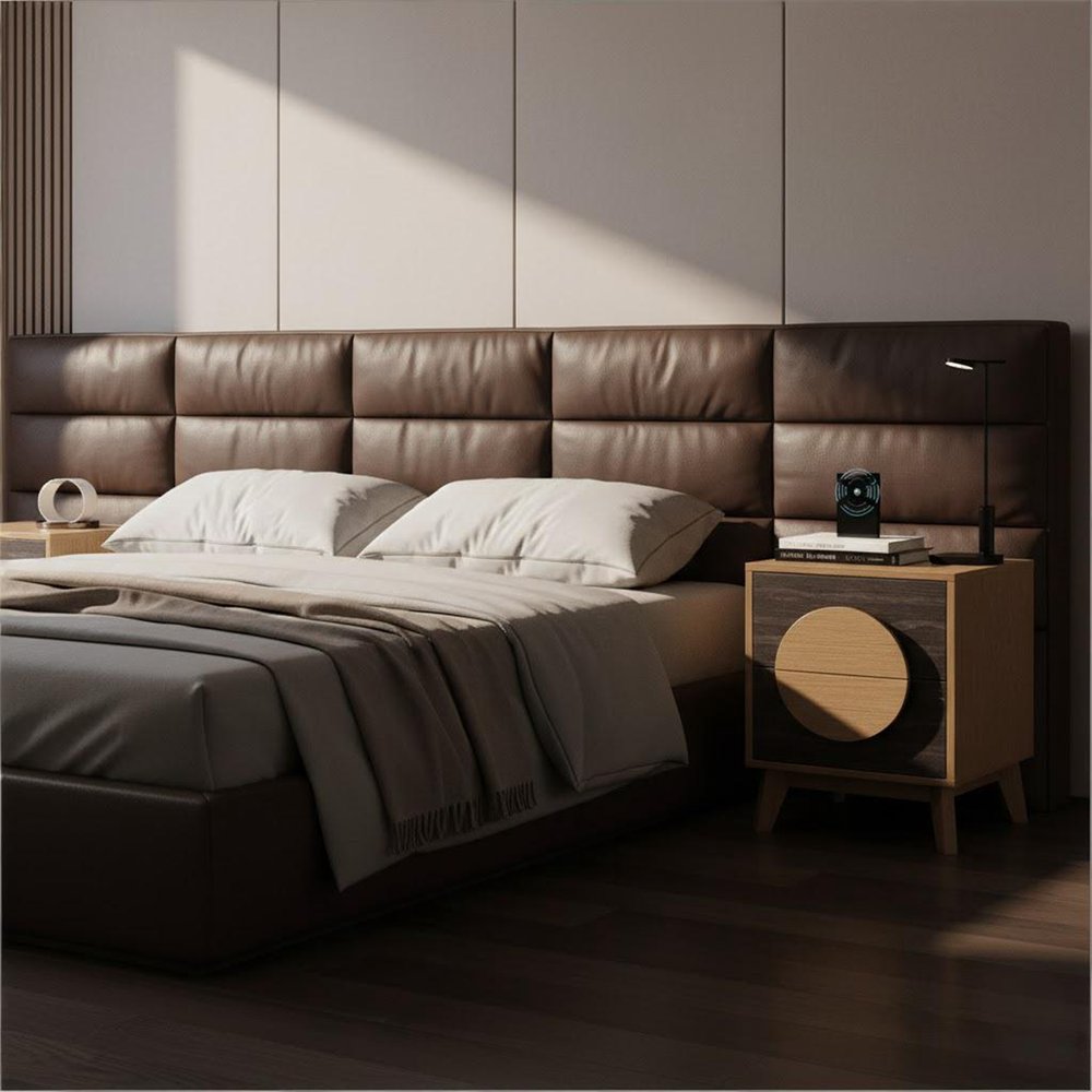 21" Oak And Dark Brown Solid Wood Square Two Drawer Nightstand
