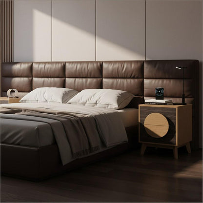 Set of Two 21" Oak And Dark Brown Solid Wood Square Two Drawer Nightstands