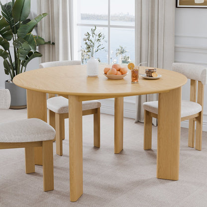 51" Natural Solid Wood Round Top Dining Table