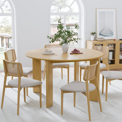 51" Natural Solid Wood Round Top Dining Table
