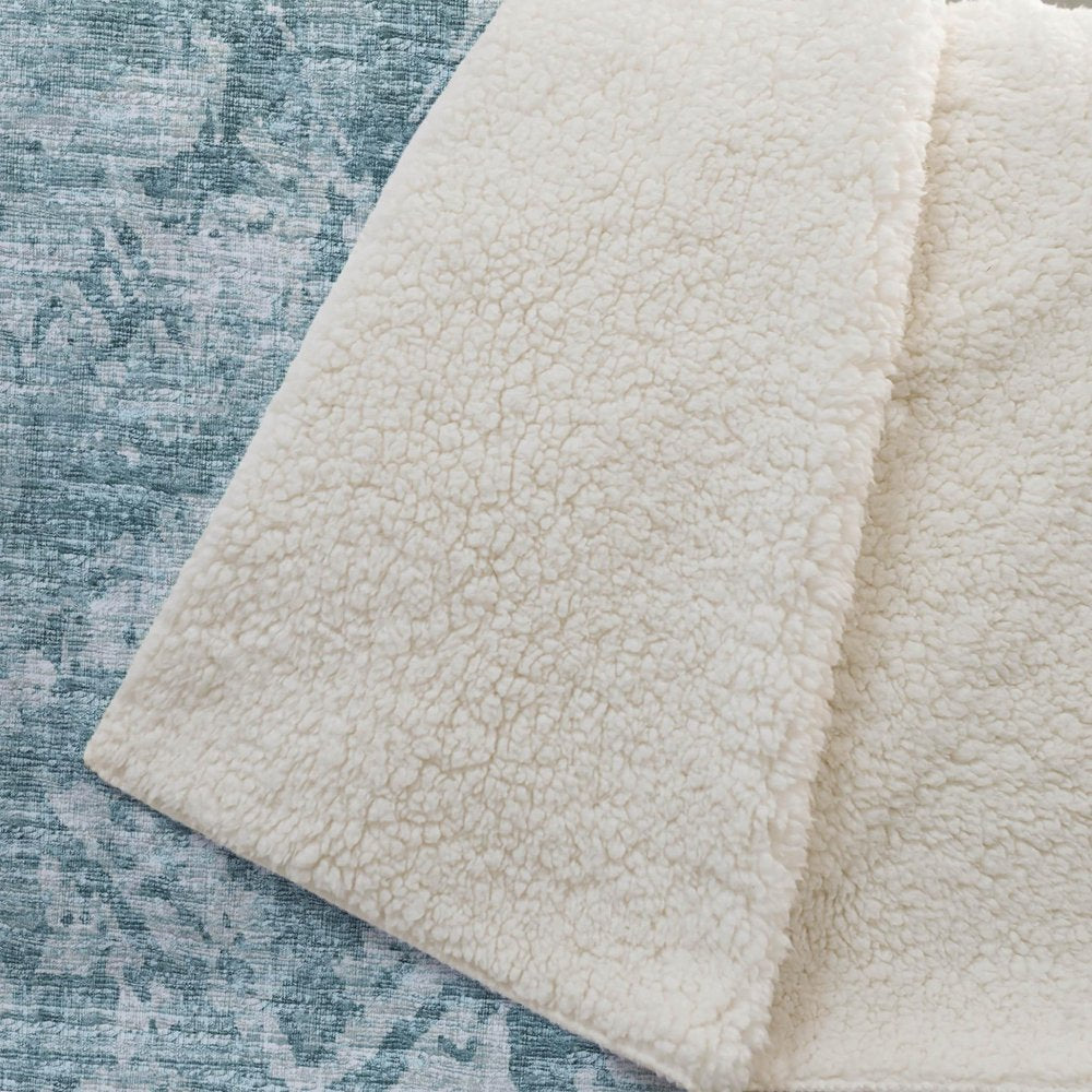 50" X 70" Blue And Ivory Damask Plush Throw Blanket