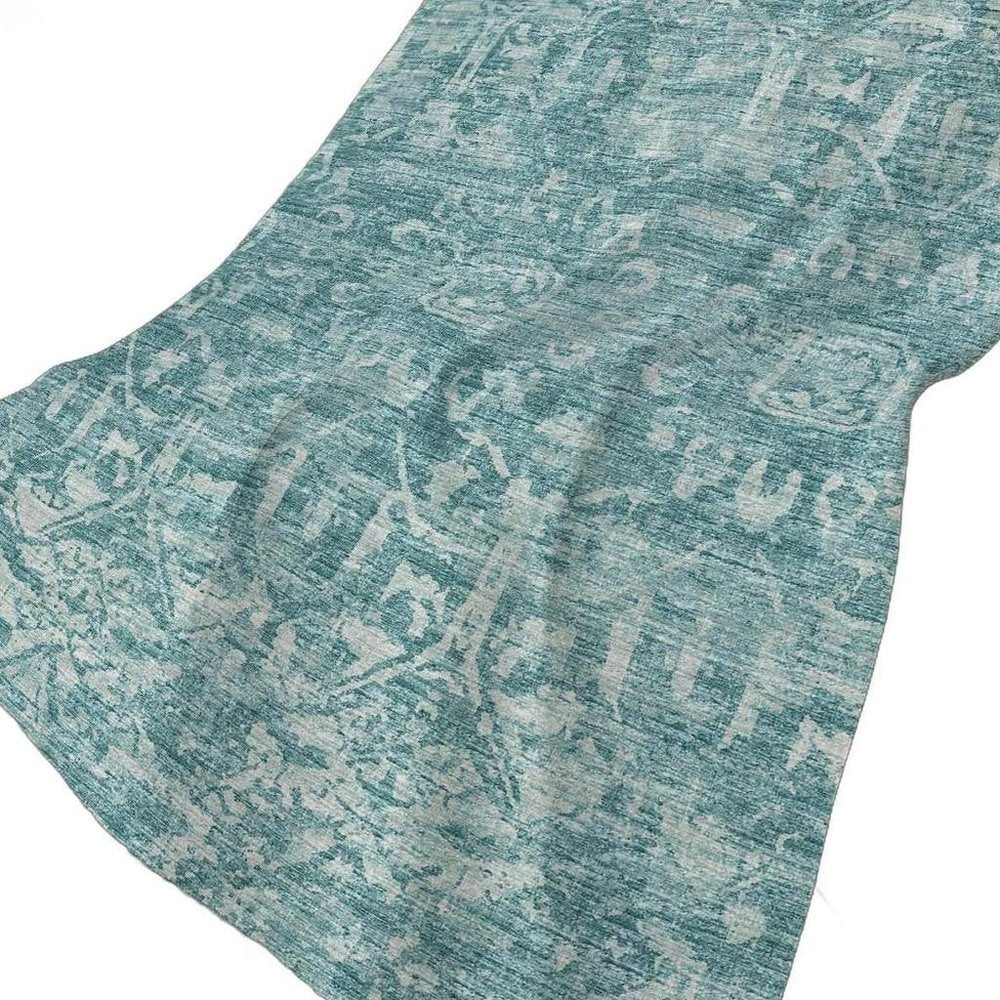 50" X 70" Blue And Ivory Damask Plush Throw Blanket