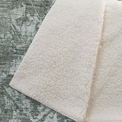 50" X 70" Green And Gray Damask Polyester Woven Plush Throw Blanket