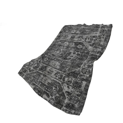 50" X 70" Black And Gray Damask Polyester Woven Plush Throw Blanket