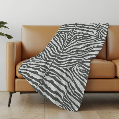 50" X 70" Gray And Ivory Zebra Plush Throw Blanket