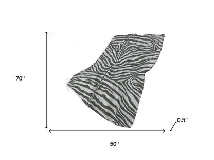 50" X 70" Gray And Ivory Zebra Plush Throw Blanket