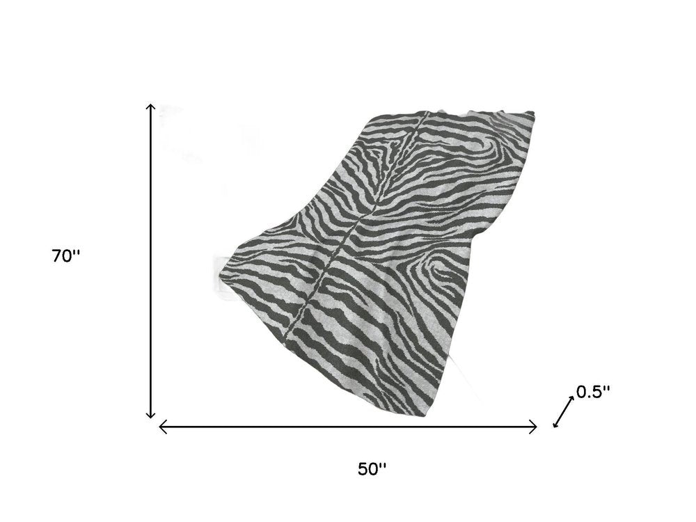 50" X 70" Gray And Ivory Zebra Plush Throw Blanket