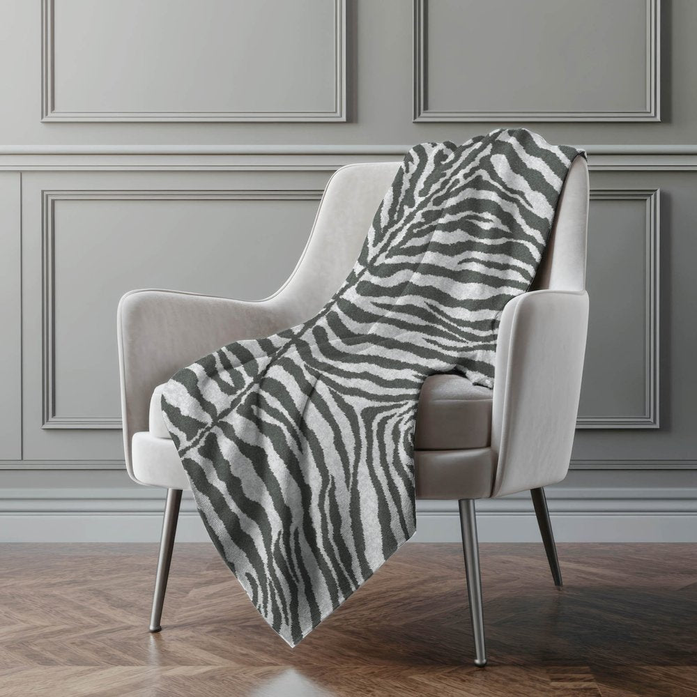 50" X 70" Gray And Ivory Zebra Plush Throw Blanket