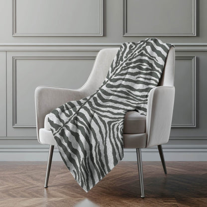 50" X 70" Gray And Ivory Zebra Plush Throw Blanket