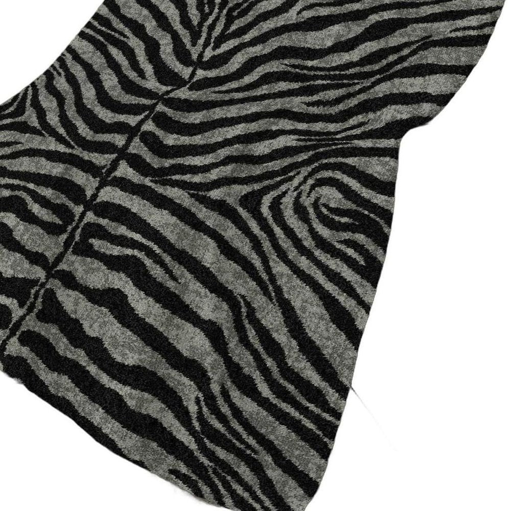 50" X 70" Black And Gray Zebra Plush Throw Blanket