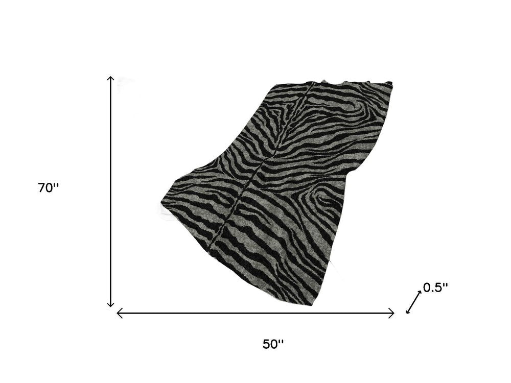 50" X 70" Black And Gray Zebra Plush Throw Blanket