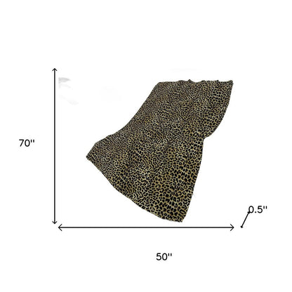 50" X 70" Beige And Black Leopard Plush Throw Blanket