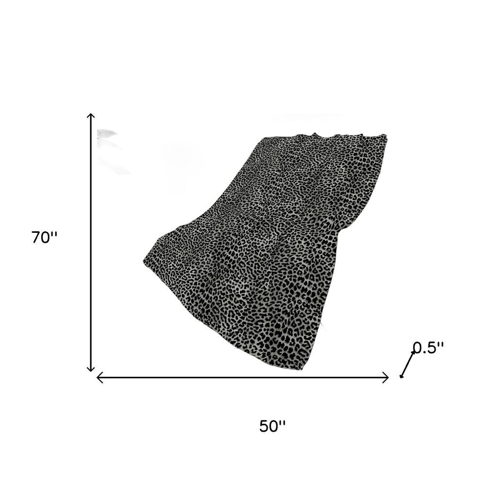 50" X 70" Black And Gray Leopard Plush Throw Blanket