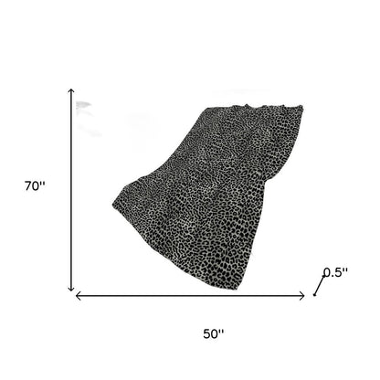50" X 70" Black And Gray Leopard Plush Throw Blanket