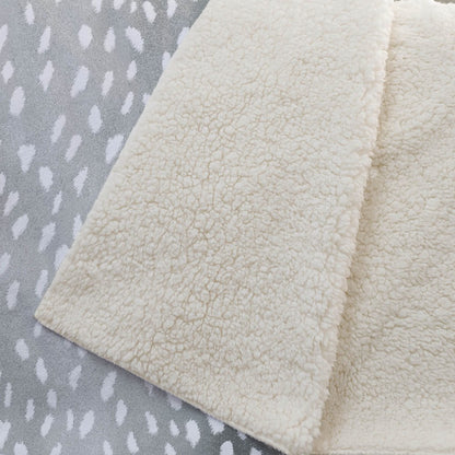 50" X 70" Gray And Ivory Animal Print Polyester Woven Plush Throw Blanket
