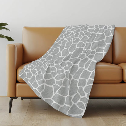 50" X 70" Gray And Ivory Giraffe Microfiber Plush Throw Blanket