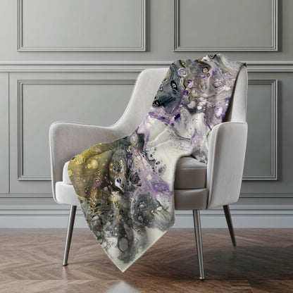 50" X 70" Amethyst And Ivory Abstract Polyester Woven Plush Throw Blanket